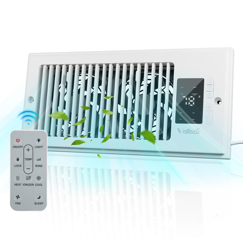 Ventilador de refuerzo para rejillas de ventilación de 4" x 10", ventilador de ventana, ventilador de ventilación silencioso de 10 velocidades con termostato y control remoto, refuerzo de ventilación de aire con iones negativos, mejora el flujo de aire y