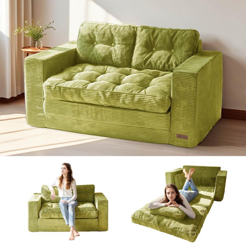 Ofertas para ti MAXYOYO Sofá cama plegable convertible 2 en 1 con almohadas, sofá de dos plazas extraíble para sala de estar, dormitorio o salón