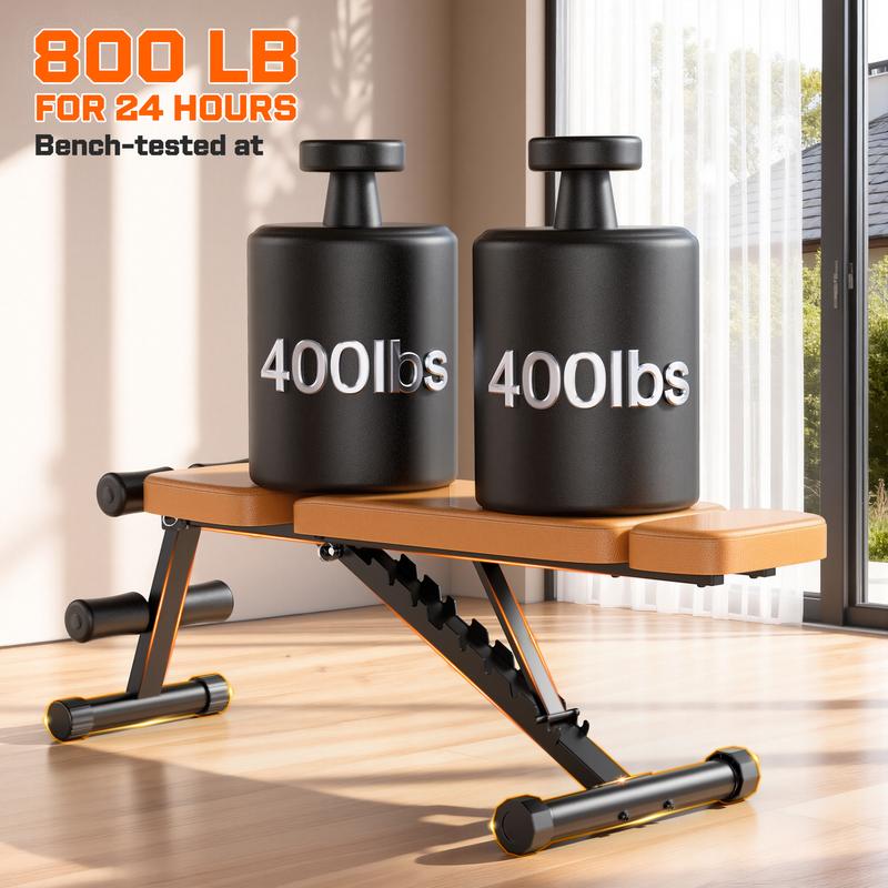 Banco de pesas ajustable Bearbro de 9 posiciones, banco de entrenamiento plegable tipo olímpico para gimnasio en casa, entrenamiento de fuerza de cuerpo completo, soporta hasta 800 libras.