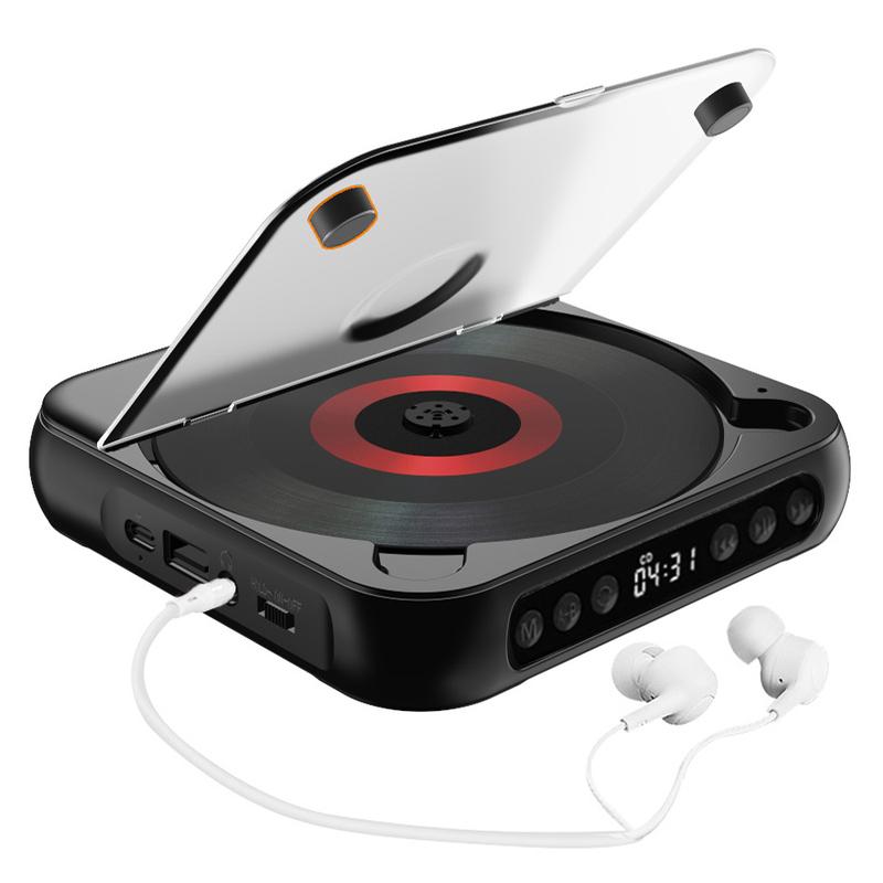 Reproductor de CD inalámbrico recargable Bluetooth 5.3 MEGICOT - Reproductor de audio multiformato con batería de 2000 mAh, controles de botón, función de retención de altavoz, pantalla LED, puerto USB, compatibilidad con auriculares, bloqueo de teclas, r
