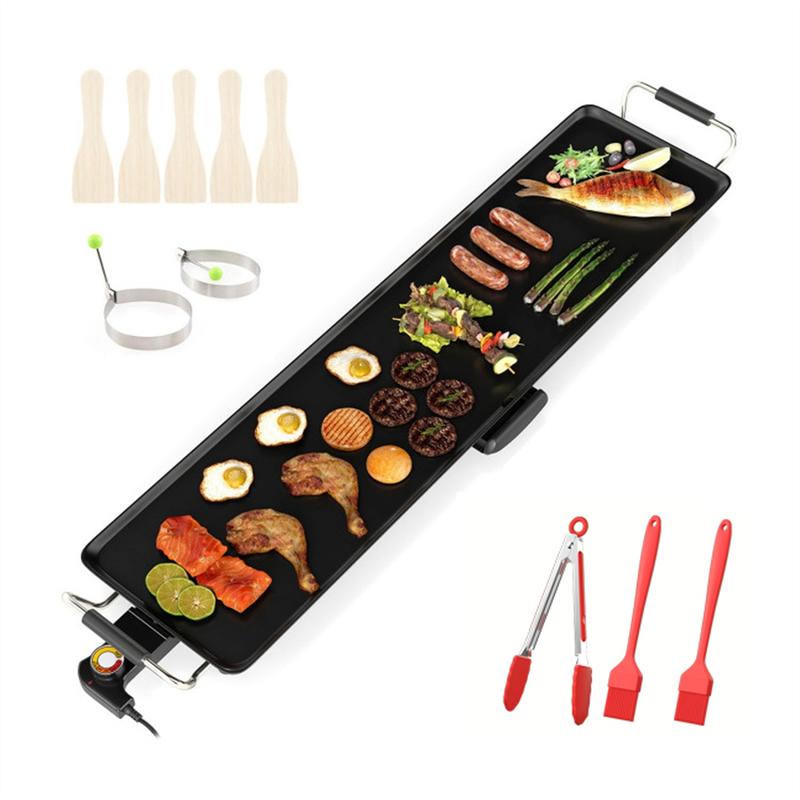 Plancha eléctrica Teppanyaki de 91 cm (36 pulgadas), parrilla para barbacoa de sobremesa con superficie antiadherente y ajuste de temperatura regulable.