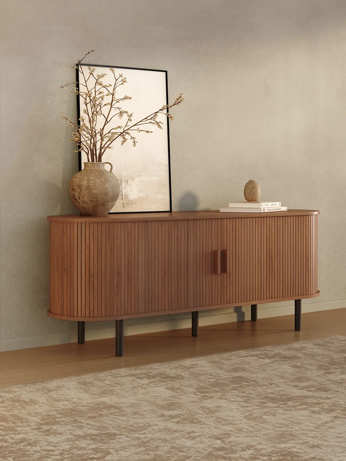 Mueble para TV acanalado de 55/63 pulgadas con toma de corriente