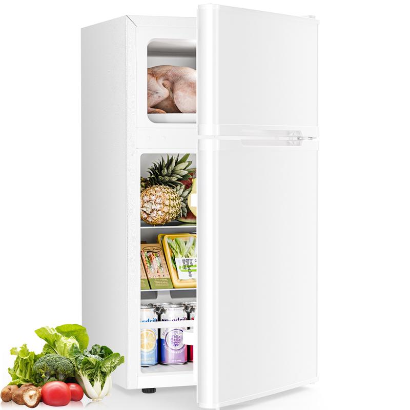Refrigerador compacto Antarctic Star de 3.2 pies cúbicos con congelador, doble puerta, con estantes ajustables y extraíbles, ideal para dormitorios, apartamentos, oficinas o sótanos (verano).
