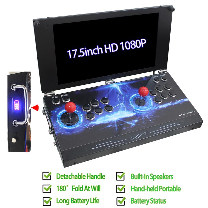 Consola de juegos arcade portátil de mano 26800 en 1 con pantalla HD de 17,5 pulgadas, para dos jugadores, Box DX, máquina de videojuegos retro con funciones de búsqueda, ocultación y pausa.