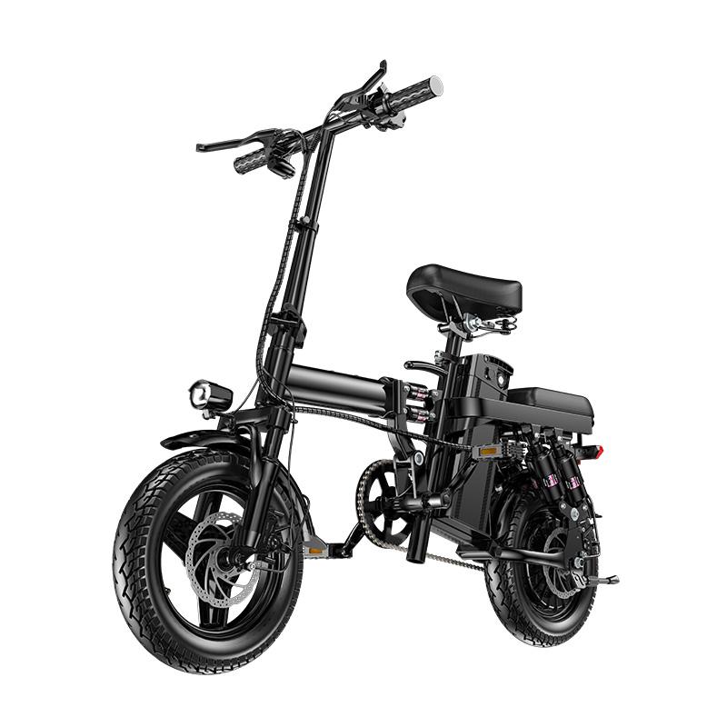 Bicicleta eléctrica plegable con tecnología Black, motor de 500 W, batería de 48 V y 15 Ah, amortiguación de 14 niveles, autonomía de 80 km, frenos de disco dobles, certificación UL2849 para ciclismo extremo al aire libre.