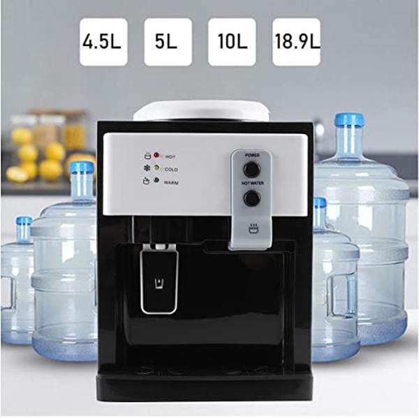 Dispensador de agua de carga superior, dispensador eléctrico de agua fría y caliente de escritorio con 3 ajustes de temperatura, dispensador de agua de encimera de 1.1 a 5 galones para el hogar, la oficina o el dormitorio.