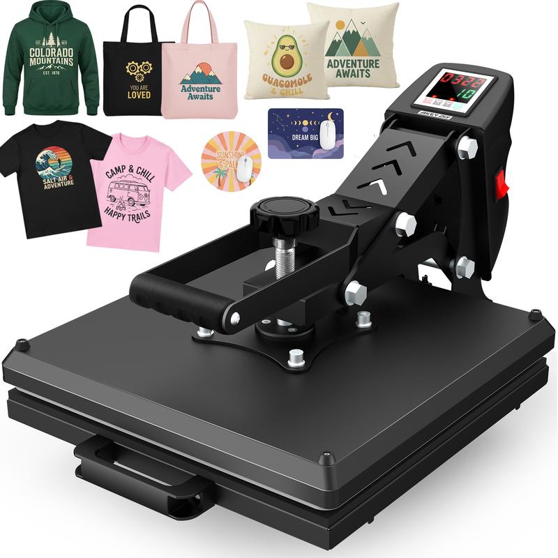 Prensa térmica de sublimación deslizante AKEYDIY de 15 × 15 pulgadas, prensa térmica con tapa abatible, máquina de transferencia digital de grado industrial, calentamiento rápido, adecuada para vinilo de transferencia térmica, funciona para camisetas, bol