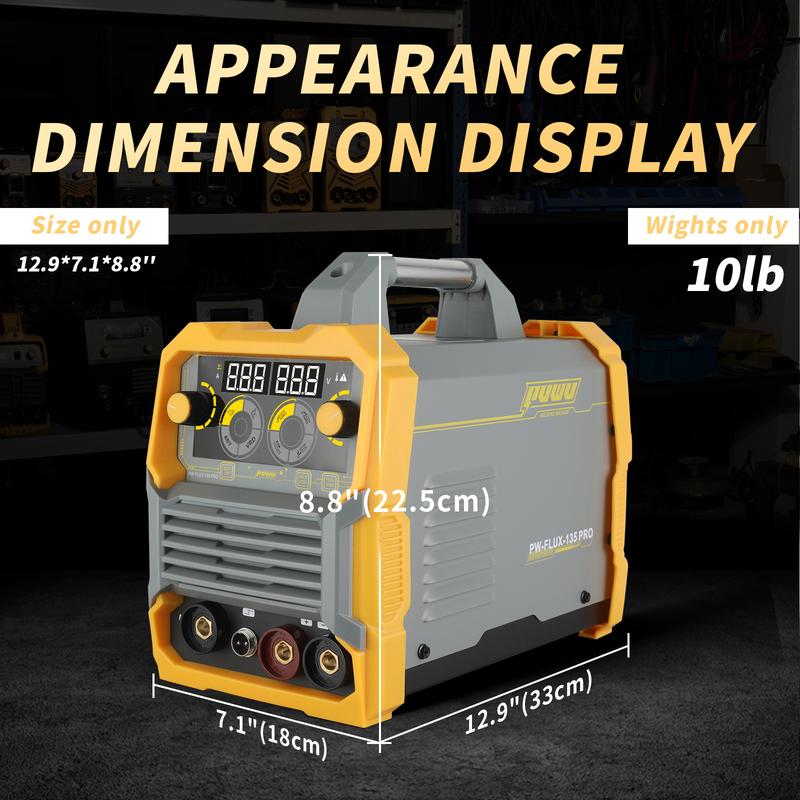 Soldadora MIG de 135 A y 110 V, soldadora de núcleo fundente con fundente MIG/Lift TIG/Stick 3 en 1, inversor IGBT, pantalla digital LED, soldadora sin gas, máquina de soldar portátil, máquinas de soldar