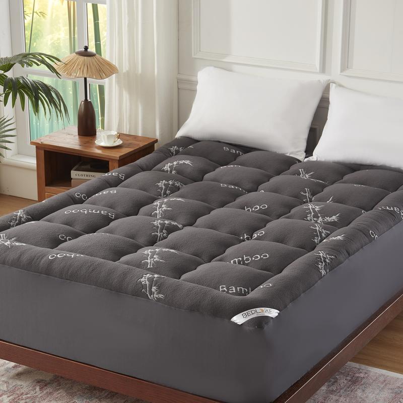 【BEDLORE】Protector de colchón grueso ajustable, capa superior acolchada y mullida, funda de colchón fresca y suave con bolsillos profundos (se adapta a colchones de 6 a 18 pulgadas), ideal para el dormitorio y el hogar.