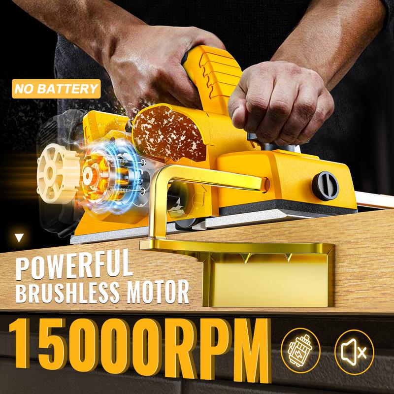 Cepilladora eléctrica inalámbrica de 8,25 cm (3-1/4") compatible con batería Dewalt de 20 V (¡batería no incluida!). Cepilladora de madera de 15000 RPM para carpintería y bricolaje en el hogar. Edge summervibes
