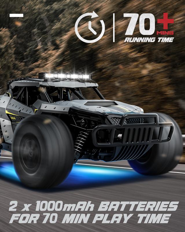 Coche teledirigido Tecnock, escala 1:16, 20 km/h, coche RC rápido para adultos, camión RC todoterreno de 2,4 GHz con luces LED delanteras y batería recargable, regalo de Navidad o cumpleaños para niños o adultos de 8 a 12 años.