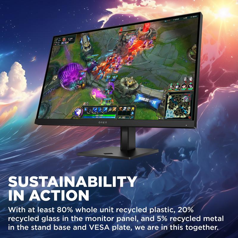Monitor de escritorio OMEN 27qs G2 de 27 pulgadas, QHD, 280 Hz, plano y listo para juegos. Monitor de alto rendimiento de 26 a 28 pulgadas con diseño refinado, base, organizador de cables y puerto DP para actualización de juegos.