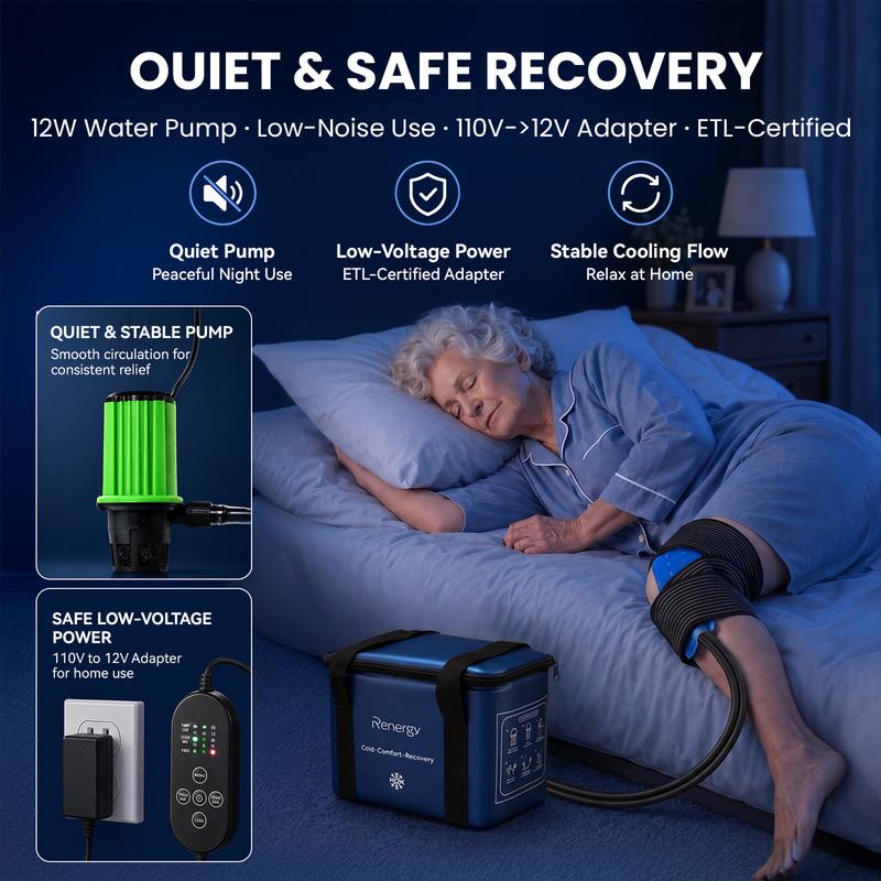 ¡Calidad superior a un precio increíblemente bajo! Máquina de crioterapia, temporizador programable para la rodilla después de una cirugía, máquina de crioterapia portátil con bomba silenciosa, almohadilla fría grande para tobillo, articulaciones del braz