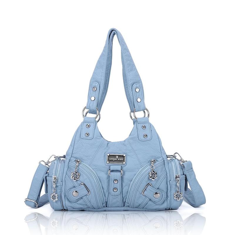 Bolso de mano pequeño y moderno para mujer Angel Kiss - Bolso tote multibolsillos de piel texturizada Vagen con cremallera, bolso de hombro Tramp, bolso Angel Kiss, accesorios para mujer, estilo veraniego