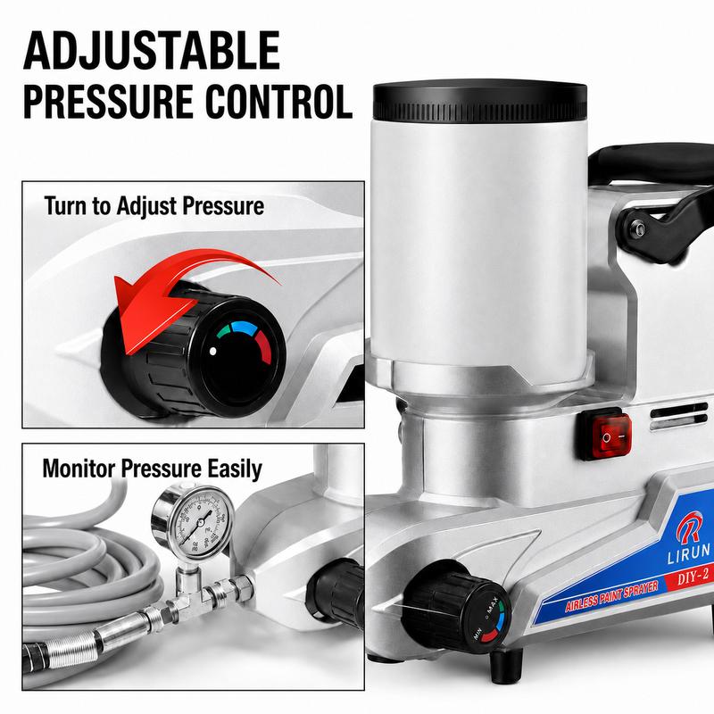 Pulverizador de pintura sin aire portátil, 800 W, 110 V, de alto caudal con salida de 2,5 L/min, 3 ajustes de velocidad y depósito de 2,5 L para paredes, vallas, muebles y pintura látex. Pulverizador de pintura sin aire compacto de alta velocidad, ideal p