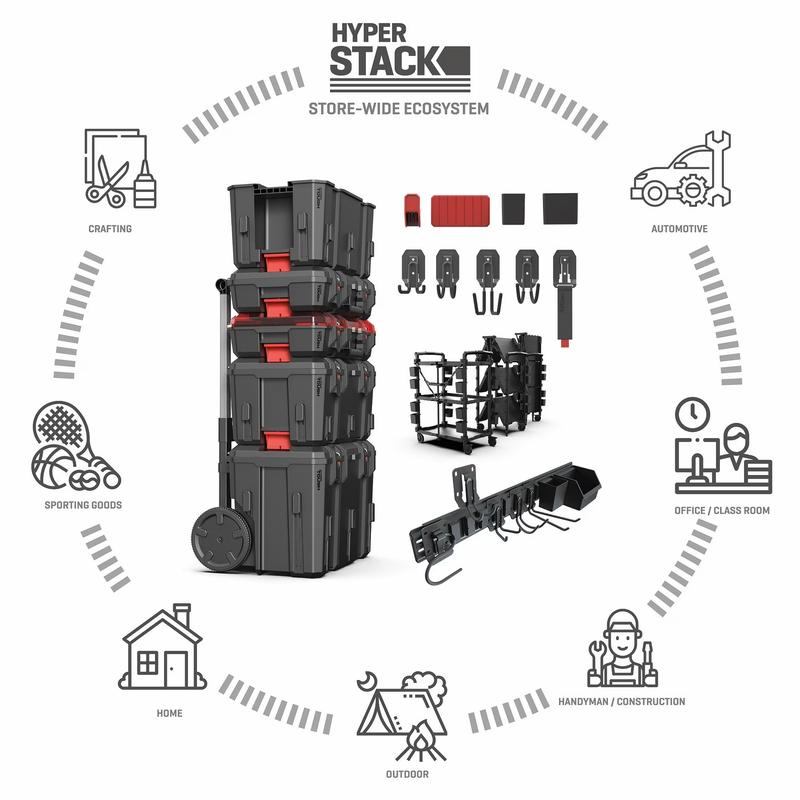 Sistema modular rodante de 3 piezas Hyper Tough Hyper Stack de alta resistencia, color negro.