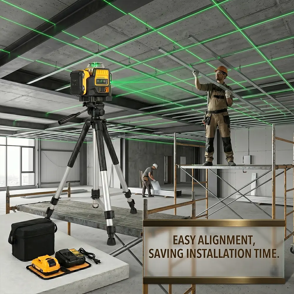 Medidor láser de líneas verdes vertical de 360° con batería de litio de 12 V