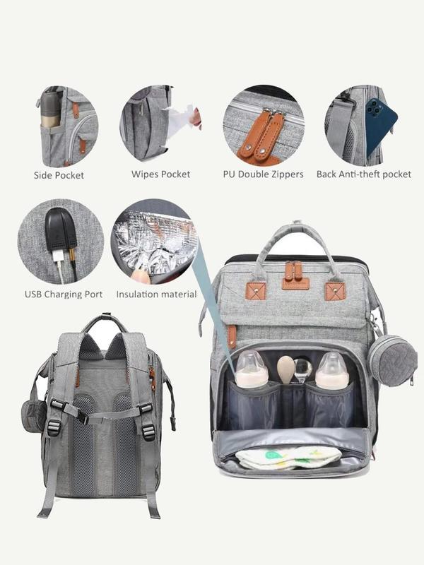 Mochila cambiador multifuncional Kabaqoo Cute con cambiador integrado, gran capacidad, ligera, plegable, portátil para recién nacidos, viajes y uso diario.