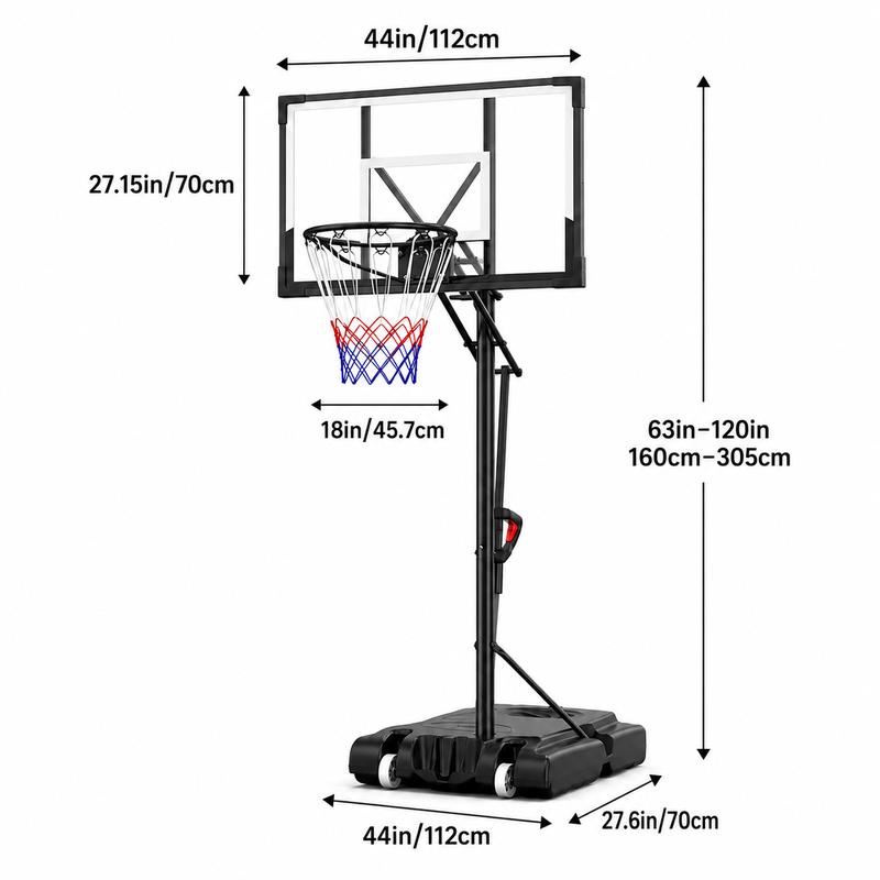 Sistema de aro de baloncesto portátil DAYAGO - Aro de 2,6 m (8,5 pies) de altura ajustable con tableros de 84 cm (33"), ruedas, ideal para entrenamiento infantil, entrada de vehículos y juegos en interiores/exteriores, adultos.