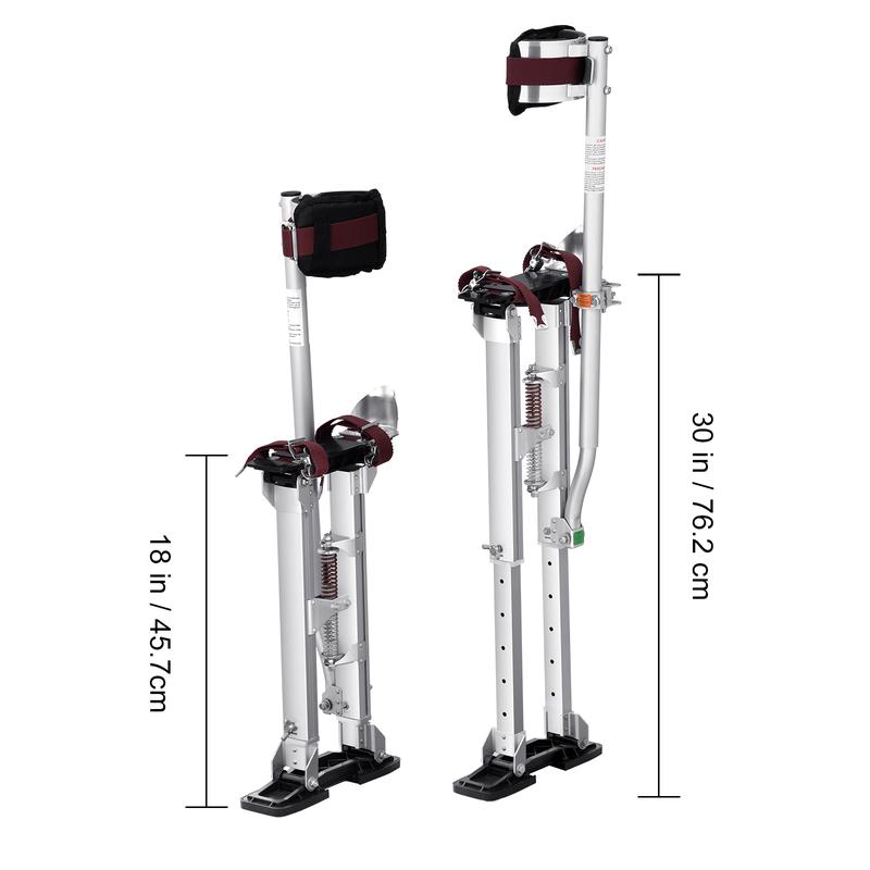 Zancos para paneles de yeso, zancos ajustables de aluminio de 45-76 cm con rodilleras protectoras, zancos de trabajo duraderos y antideslizantes para pintar, caminar y encintar paneles de yeso, color plata.