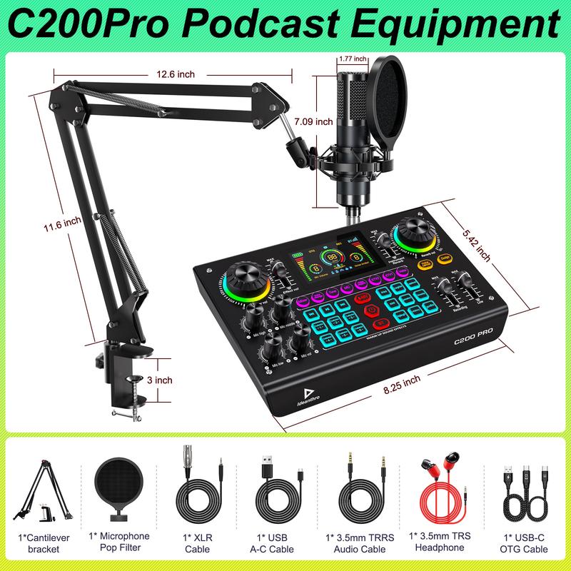 Mezclador de audio USB Ideanthro C200 PRO-P15, tarjeta de sonido DSP de doble núcleo con micrófono y auriculares duales, cambiador de voz y ecualizador para streaming, grabación y la mayoría de las plataformas en vivo. #VictoriasDeVerano #OfertasParaTi