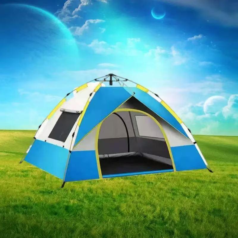 Versión Mejorada Tienda de Campaña 3/4 Personas, Casa de Campaña con 2 Puertas y 2 Ventanas, Material de Doble Capa,Resistente al Agua y al Sol  210*155*120