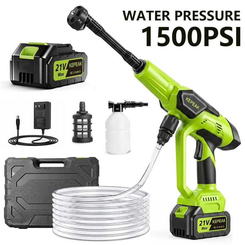 Hidrolavadora inalámbrica de 1500 PSI, rociadora de agua, hidrolavadora portátil de alta presión, lavadora de autos de mano con boquilla ajustable 6 en 1 para limpieza de autos, jardines y exteriores. Ideas de regalo perfectas.