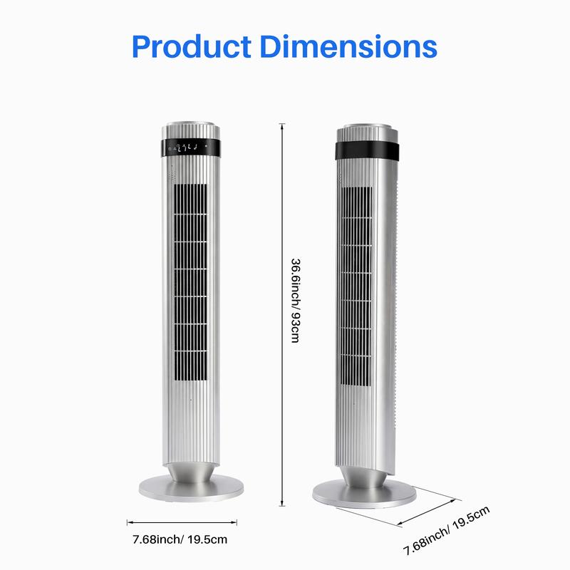 【Nuevo】Ventilador de torre para dormitorio, silencioso, de 28 dB, con temporizador de 12 horas, modo automático inteligente, oscilante de 64°, sin aspas, para el hogar y la oficina.
