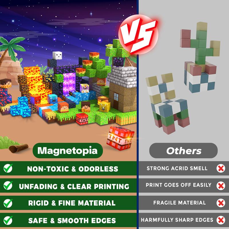 300 bloques magnéticos de 2 cm con luces - Juguetes de Pascua para niños y niñas, cubos de bloques de construcción magnéticos, imanes apilables, regalos de cumpleaños para niños y niñas de 3 años en adelante.