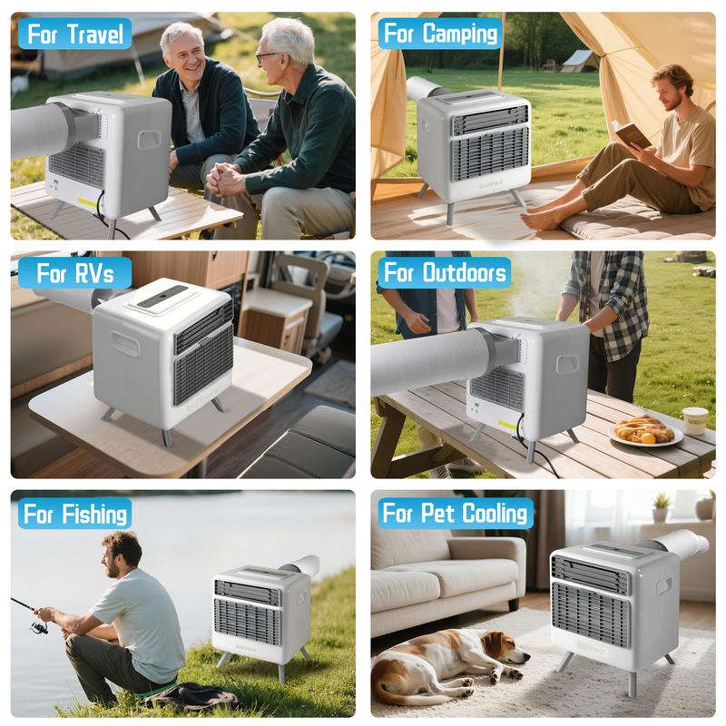 Aire acondicionado portátil Karinear, 3300 BTU (5000 BTU ASHRAE), enfriamiento rápido hasta 16 °C, 3 modos de enfriamiento, temporizador de 24 horas, duradero para camping, caravana, ventilador de refrigeración de aire acondicionado, unidad de aire acondi