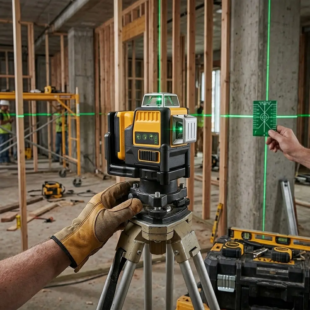 Medidor láser de líneas verdes vertical de 360° con batería de litio de 12 V