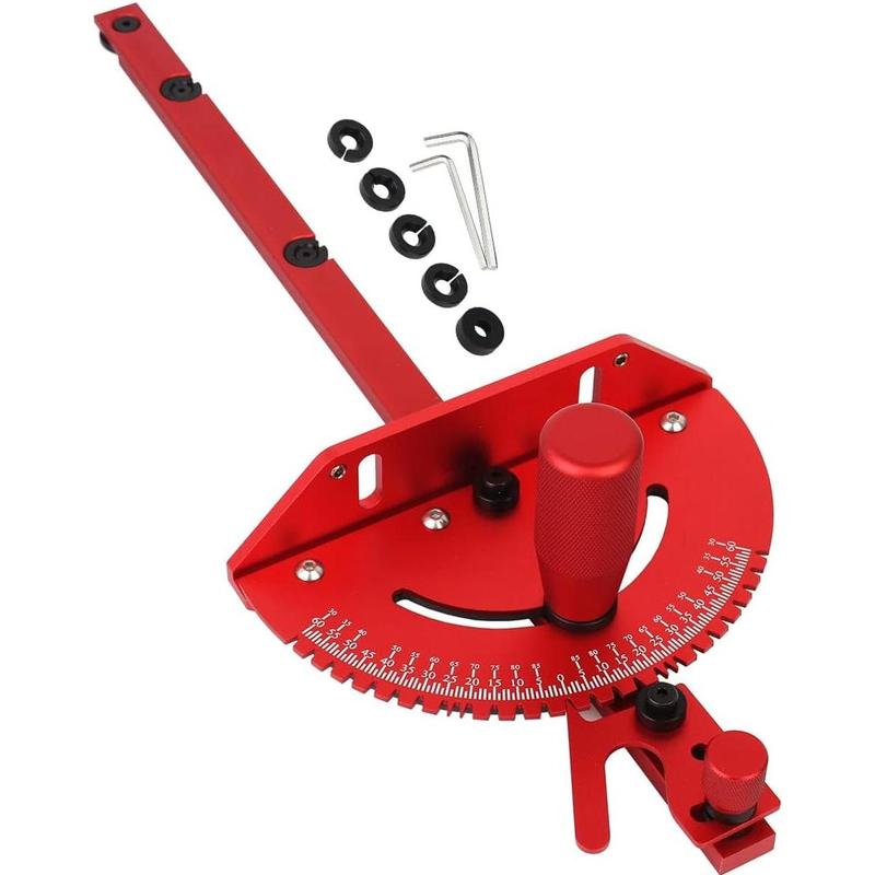 Guía de inglete de precisión roja para sierra de mesa, sierra de cinta y mesa de fresado – Guía de aluminio resistente, tope de ángulo de 45/90 grados, repuesto para trineo de corte transversal y carpintería. Regalo para el día del padre.