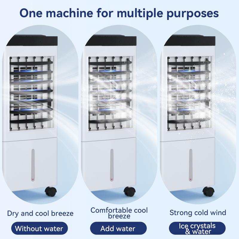 Enfriador de aire portátil de verano, ligero, 10 L, enfriador evaporativo, ventilador 3 en 1 con control remoto y humidificador, ventilador de refrigeración de aire para habitación, hogar y oficina.