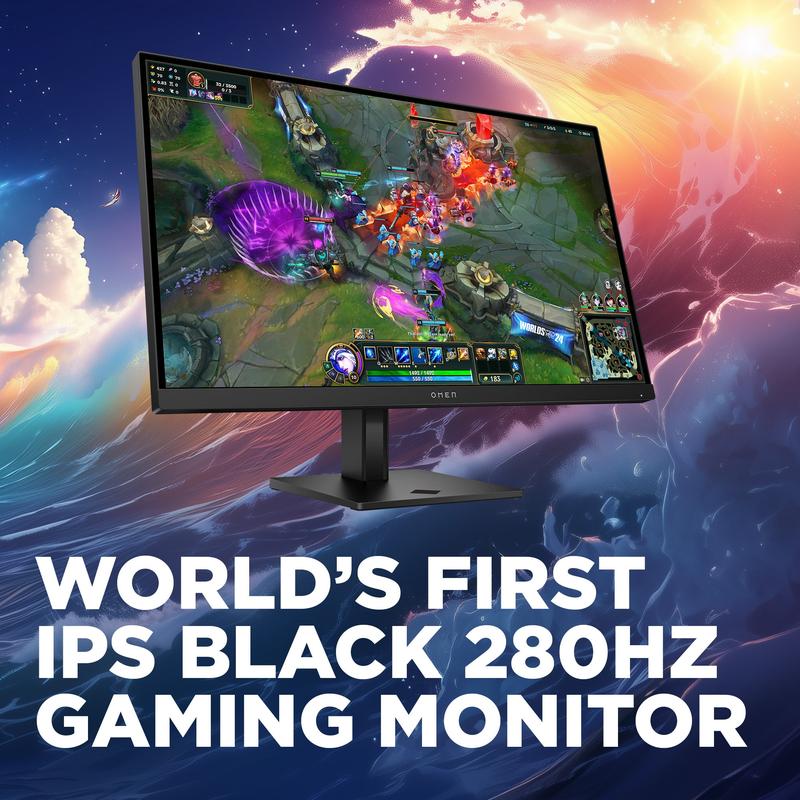 Monitor de escritorio OMEN 27qs G2 de 27 pulgadas, QHD, 280 Hz, plano y listo para juegos. Monitor de alto rendimiento de 26 a 28 pulgadas con diseño refinado, base, organizador de cables y puerto DP para actualización de juegos.