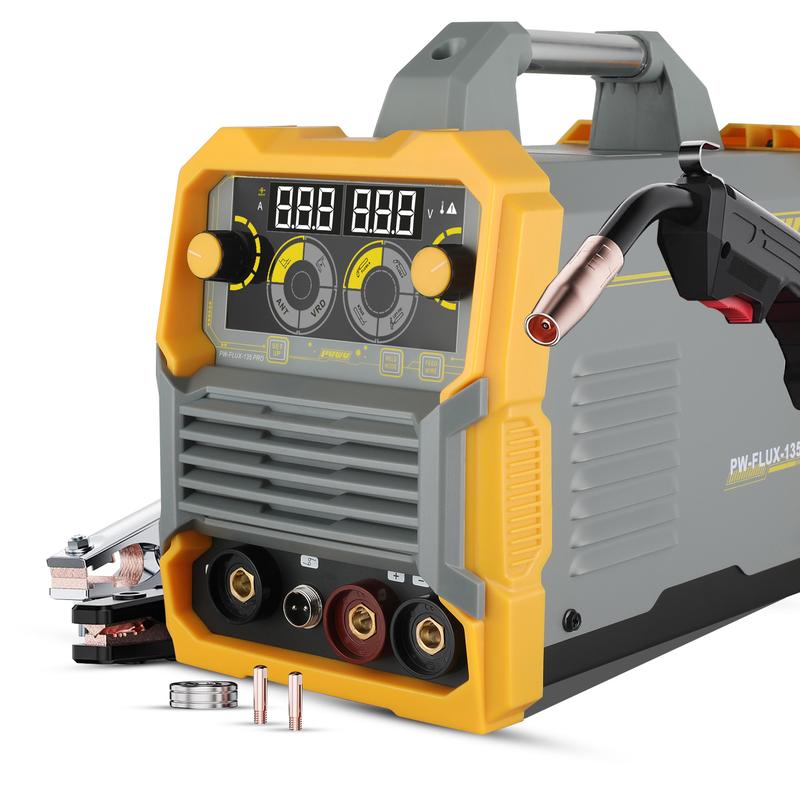 Soldadora MIG de 135 A y 110 V, soldadora de núcleo fundente con fundente MIG/Lift TIG/Stick 3 en 1, inversor IGBT, pantalla digital LED, soldadora sin gas, máquina de soldar portátil, máquinas de soldar