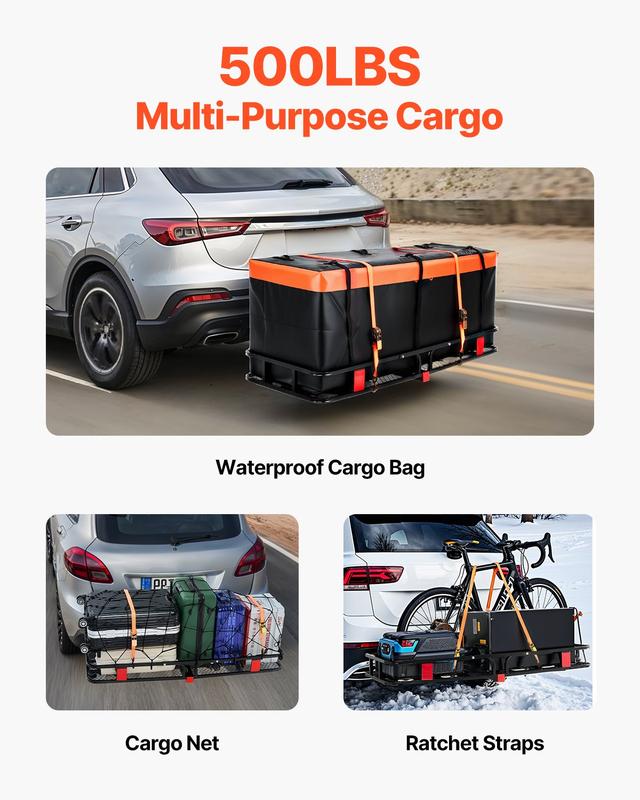 【OfertasParaTi】Portacargas plegable para enganche de remolque de 227 kg (500 lbs) con red de carga