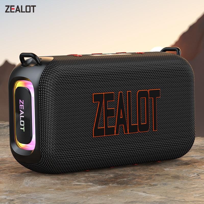 【 ZEALOT 】 Altavoz Bluetooth, altavoz portátil para interiores y exteriores, 50 W (60 W de pico), resistente al agua IPX6, emparejamiento inalámbrico dual, ecualizador, USB/TF/entrada de línea/BT5.3, altavoz de viaje con sonido nítido, sistema de luz ambi