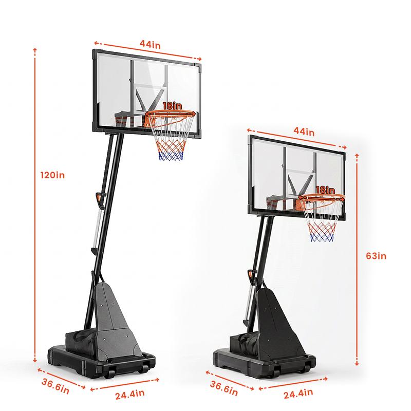 Sistema de aro de baloncesto portátil DAYAGO - Aro de 2,6 m (8,5 pies) de altura ajustable con tableros de 84 cm (33"), ruedas, ideal para entrenamiento infantil, entrada de vehículos y juegos en interiores/exteriores, adultos.