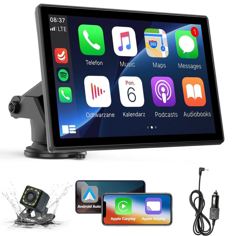 Nueva pantalla inalámbrica Carplay para coche (modelo 2026), 7 pulgadas, cámara de visión trasera, música/Mirror Link/navegación para todos los coches, equipada con cable AUX.