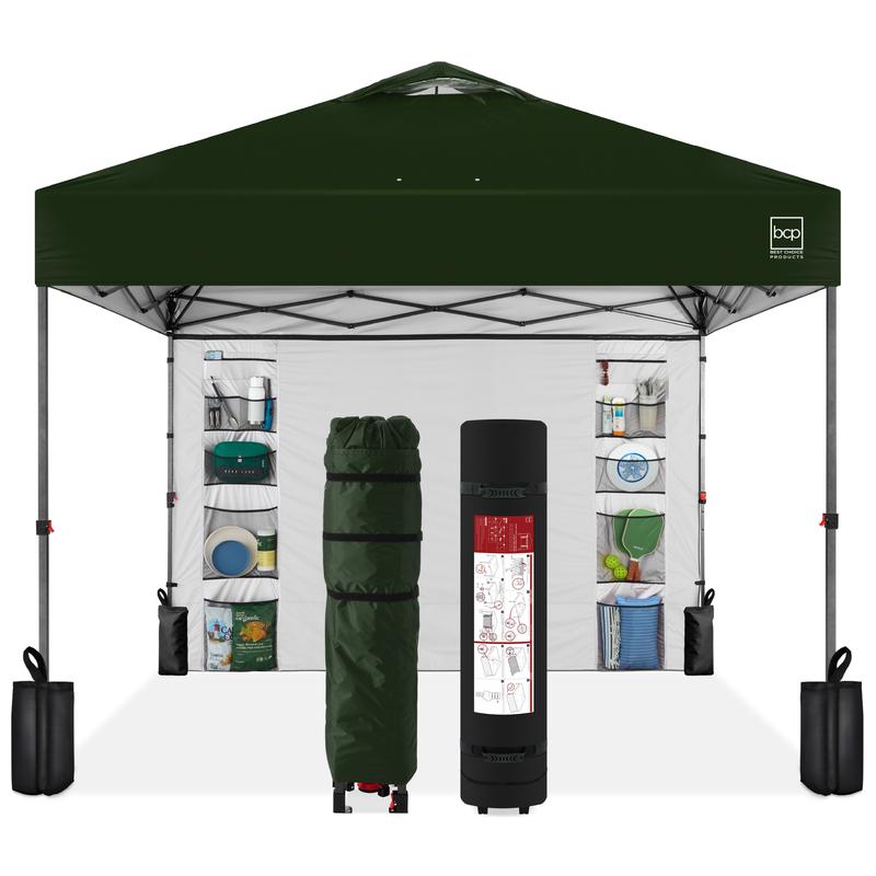 Toldo plegable de fácil montaje de 3x3 metros, tienda portátil con pared lateral, apertura con un solo botón, incluye estuche.
