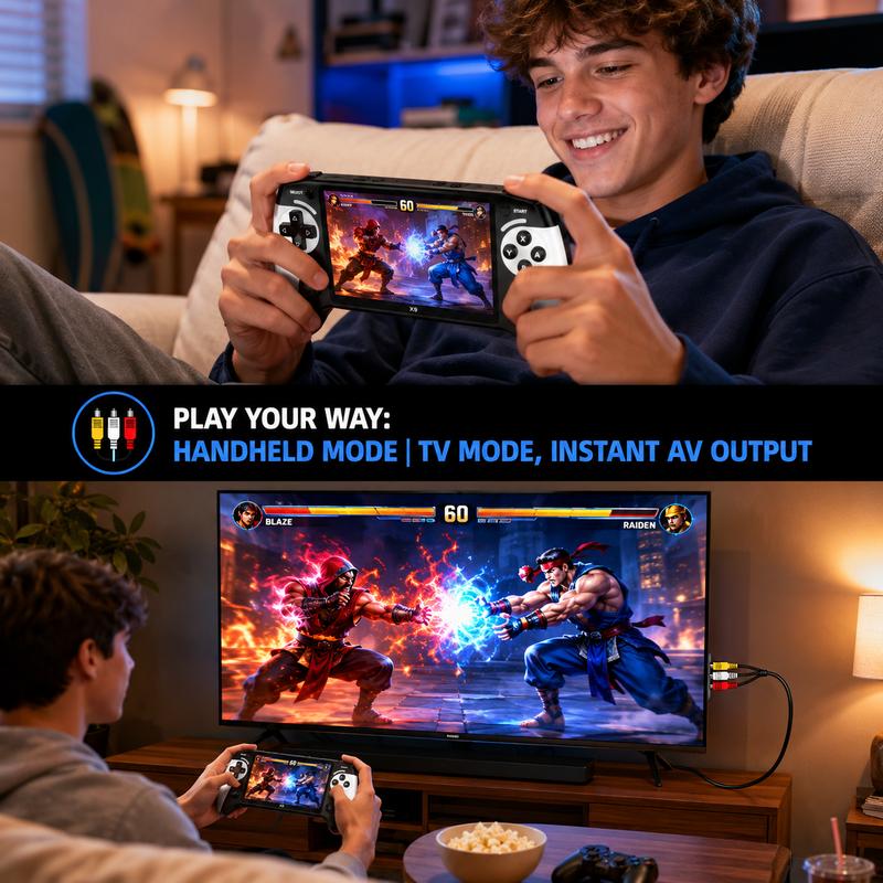 Consola de juegos portátil X9, pantalla HD de 5,5 pulgadas, compatible con miles de juegos, ideal para juegos retro, relajación en casa, reuniones con amigos y como regalo perfecto para fiestas, vacaciones, familia, amigos, Navidad y San Valentín.