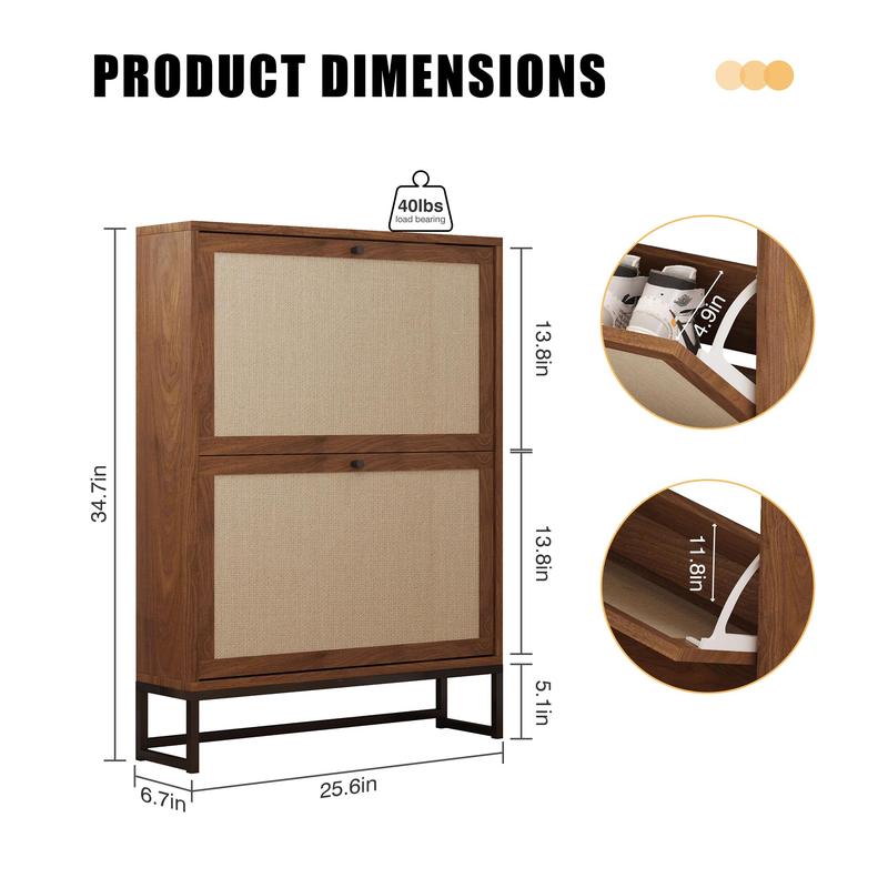 Zapatero Giratree, zapatero independiente con cubo basculante y organizador de zapatos con 2, 3 o 4 cajones abatibles, zapatero estrecho moderno para recibidor, pasillo o dormitorio.