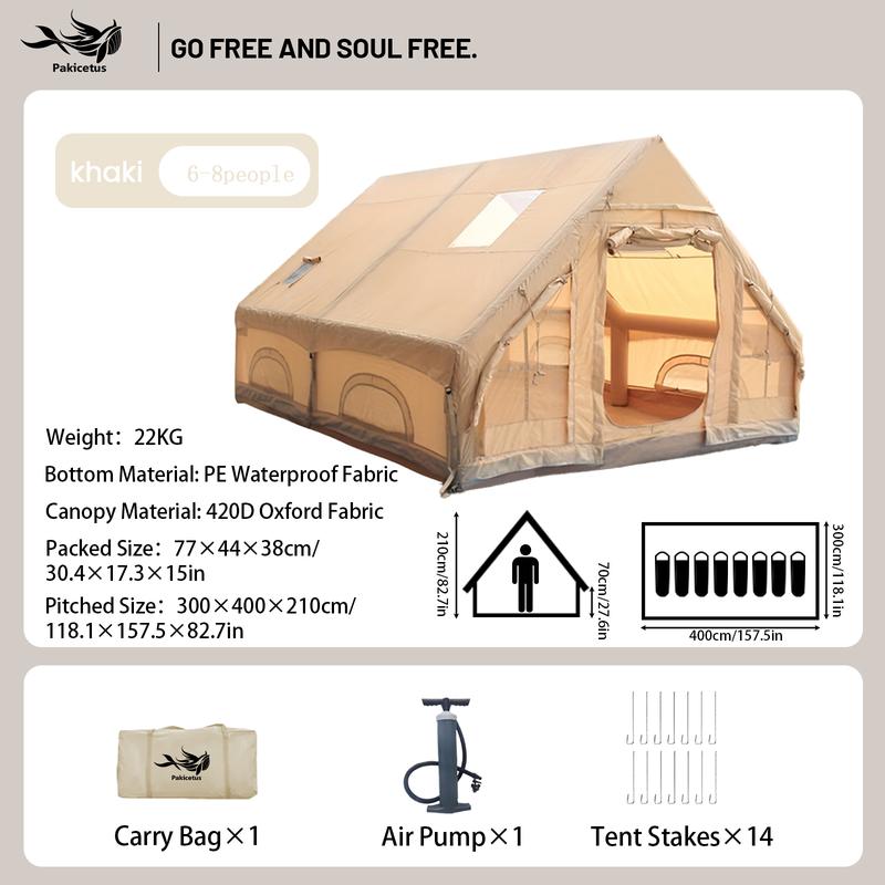 Tienda de campaña inflable grande PAKICETUS con claraboya, ventilación rápida y diseño de malla transpirable, ideal para glamping de verano, con estufa incluida, montaje rápido para familias de 4 a 6 personas, para todas las estaciones, artículos esencial