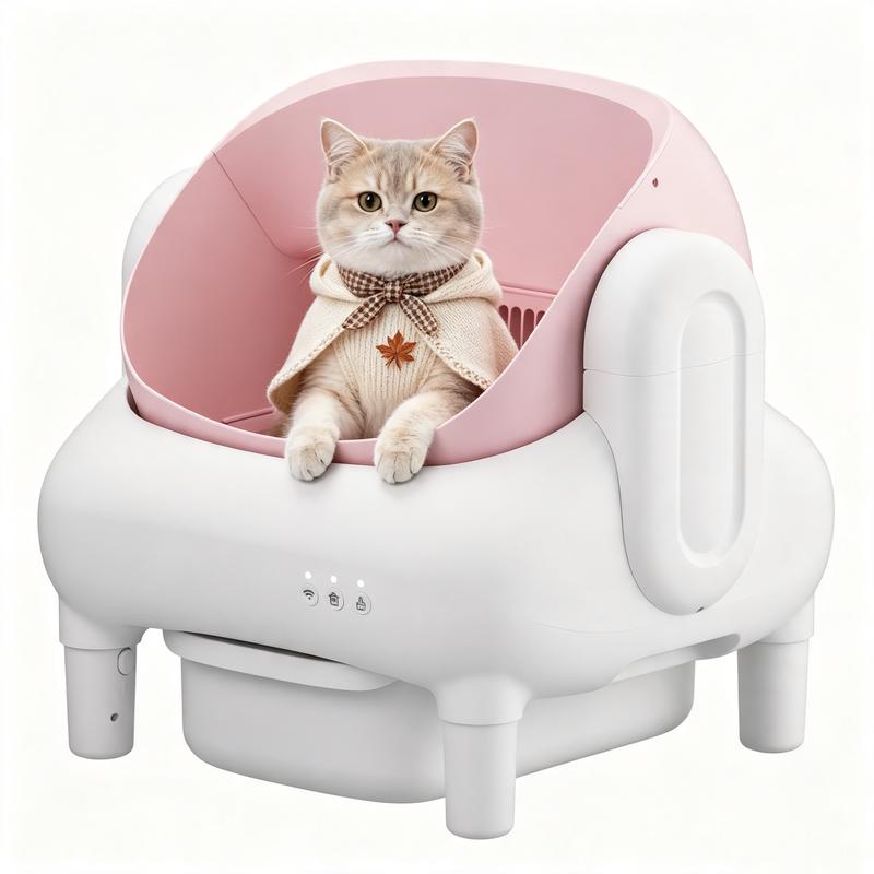 Arenero automático FUMOI para hogares con varios gatos: autolimpiable con tapa abierta, control por aplicación, solo WiFi 2.4G, sensores de seguridad de doble capa, bloqueo de olores, contenedor de residuos grande de 10.5L, alertas instantáneas, reducción