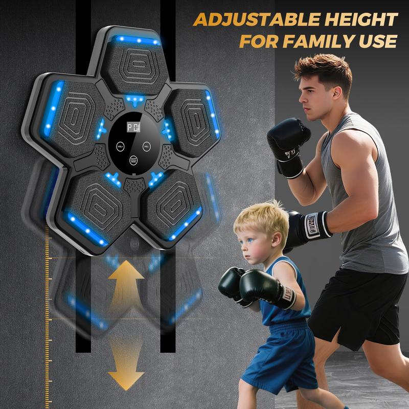 Máquina de boxeo con música Bluetooth mejorada (modelo 2026) con guantes de boxeo y plataforma de golpeo inteligente para montaje en pared, entrenador de boxeo con velocidad ajustable. Equipo de entrenamiento para el hogar, apto para niños mayores de 6 añ