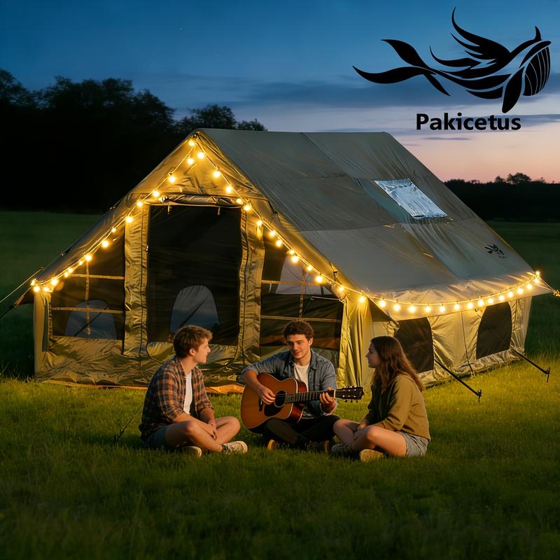 Tienda de campaña inflable grande PAKICETUS con claraboya, ventilación rápida y diseño de malla transpirable, ideal para glamping de verano, con estufa incluida, montaje rápido para familias de 4 a 6 personas, para todas las estaciones, artículos esencial