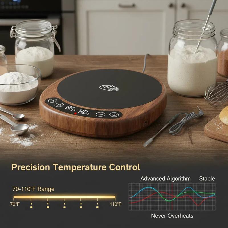 Calentador de masa madre SourKeeper Pro 2 en 1, herramientas para hornear en casa, modelo 2026 mejorado con placa calefactora más grande, sonda de temperatura de la masa con control de 1 °F (21-43 °C), temporizador de 24 horas y monitoreo en tiempo real p