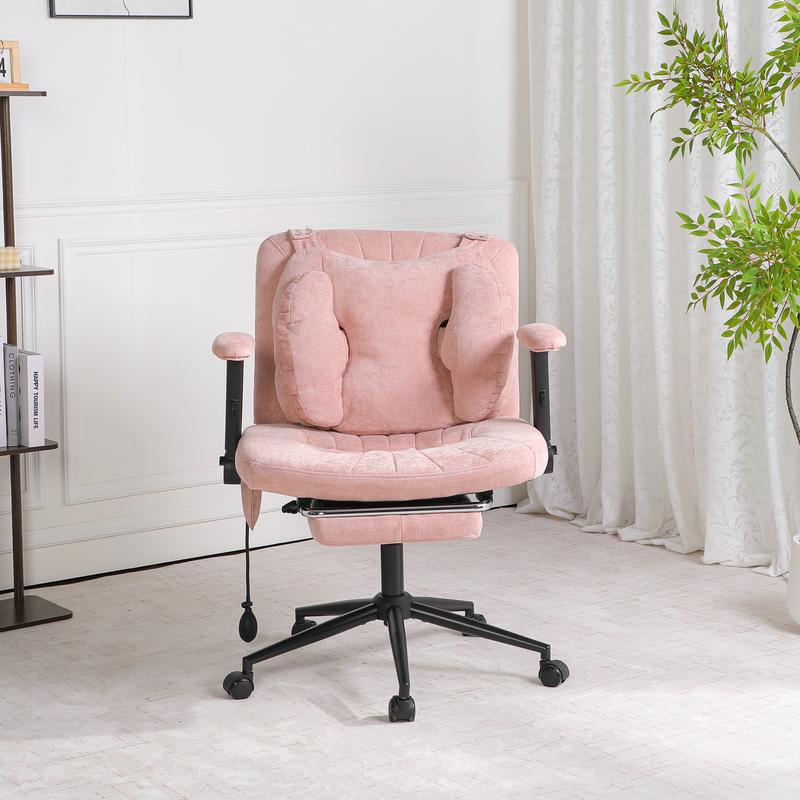Silla de oficina SOUTTEE con ruedas y reposabrazos, soporte lumbar neumático y reposapiés retráctil, altura ajustable y asiento acolchado ancho. Ideal para oficinas en casa, meditación y vestidores. Artículos esenciales para dormitorios y decoración del h