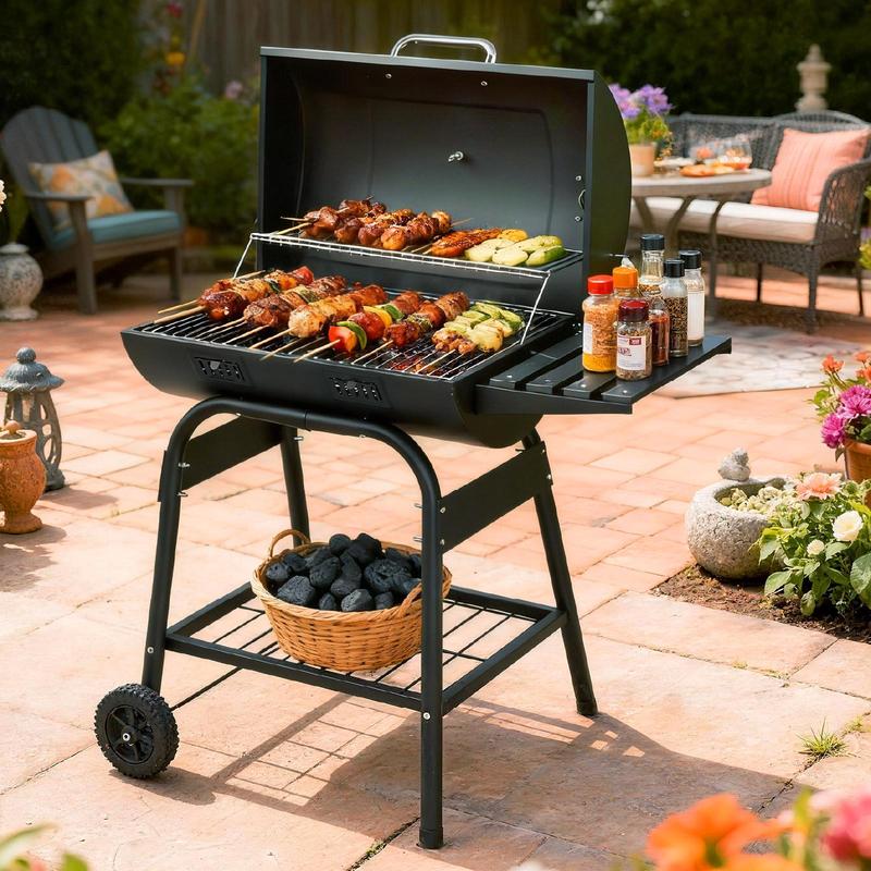 Barbacoa portátil de carbón Ubesgoo de gran tamaño - Área de cocción de 794 pulgadas cuadradas, bandeja de carbón con regulador de calor ajustable, mesa lateral plegable, manivela, ideal para fiestas en patios, jardines y exteriores, y para uso comercial 