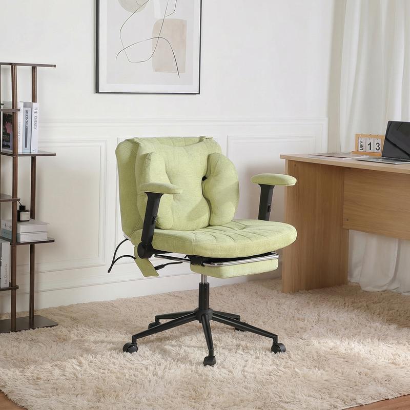 Silla de oficina SOUTTEE con ruedas y reposabrazos, soporte lumbar neumático y reposapiés retráctil, altura ajustable y asiento acolchado ancho. Ideal para oficinas en casa, meditación y vestidores. Artículos esenciales para dormitorios y decoración del h